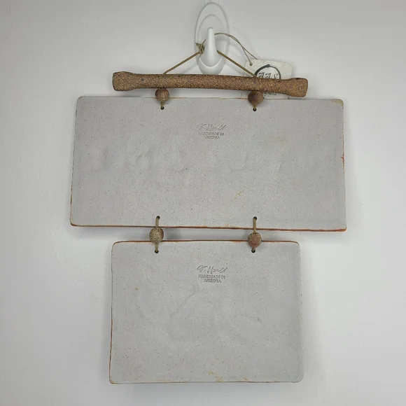 Tim Hull Wall Art Ceramic Rustic Welcome Sign with Birds Brown Blue - Picture 9 of 10